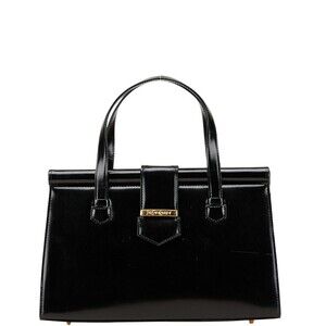 Saint Laurent black leather logo plate handbag